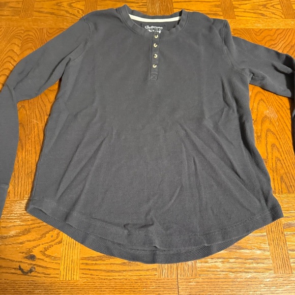 Pact Organic Cotton Henley Long Sleeve Thermal in Charcoal Sz XL Sustainable - Picture 2 of 12
